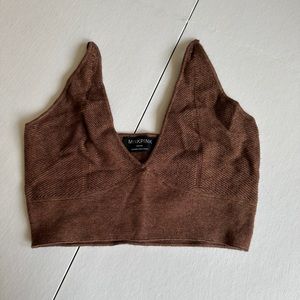 Mink Pink Brown V-Neck Knit Tank Top Size M